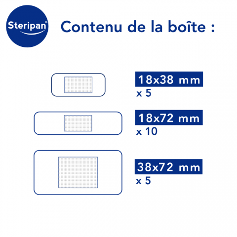 Pansements extra sensible Steripan contenu de la boîte