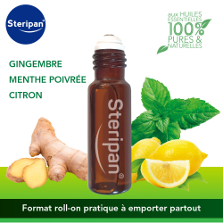 Roll on maux des transports bio gingembre menthe poivrée et citron