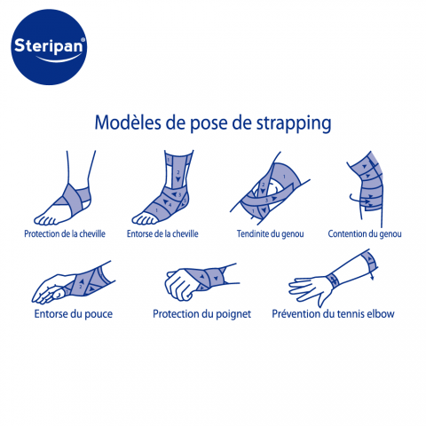 Bande adhésive strapping – Bande de contention – Bande de strap sport