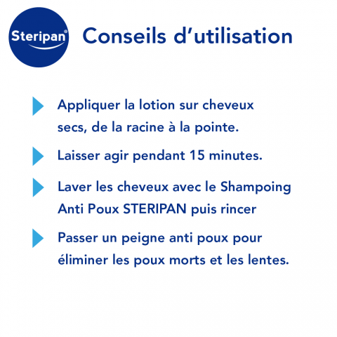 Lotion traitante anti poux Steripan conseils d'utilisation