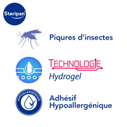 Pansement apaisant piqûres d'insectes technologie hydrogel, adhésif hypoallergénique