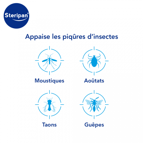 Gel crépitant apaisant piqûres d'insectes contre les piqûre de moustiques, de guêpes, de taons et de aoûtats