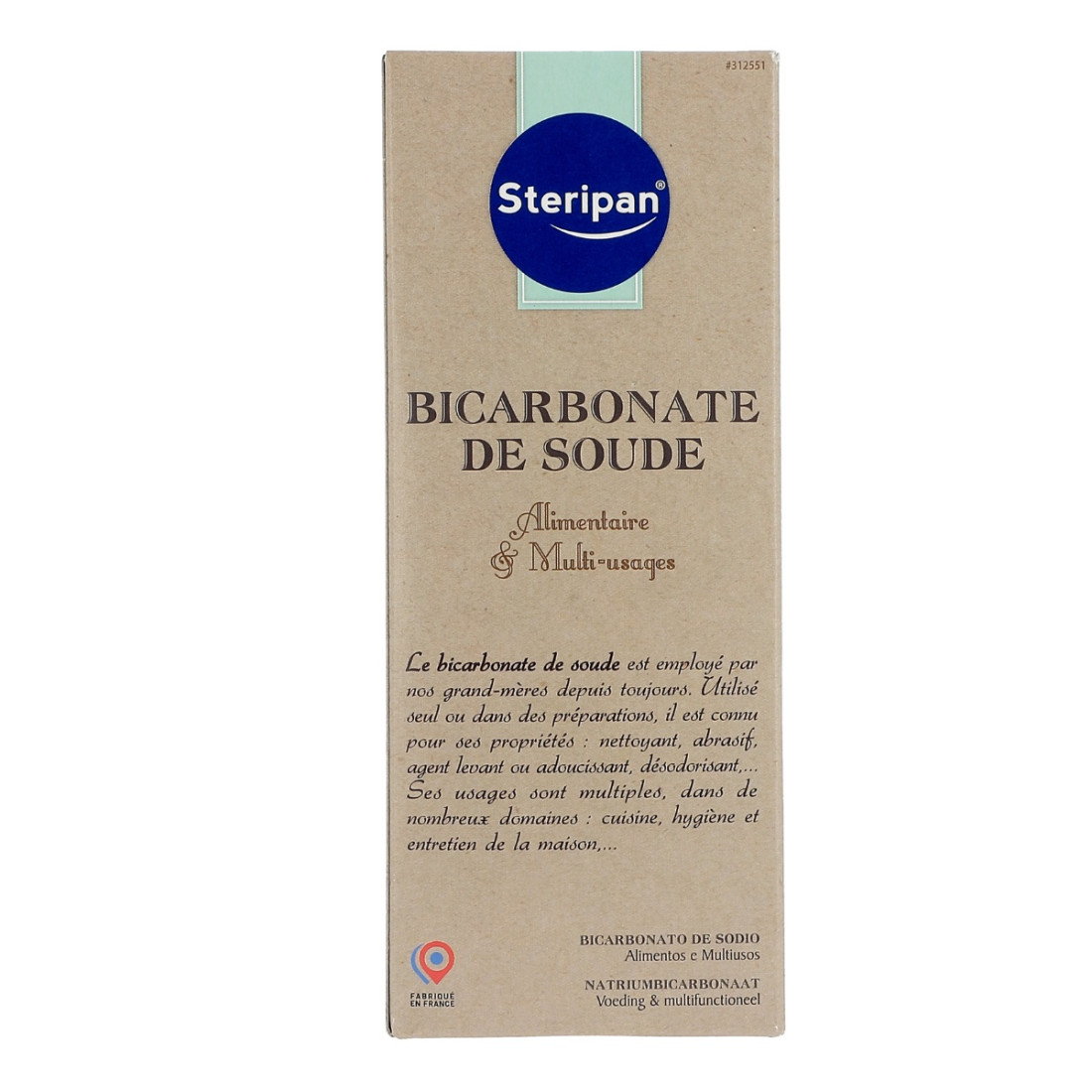 Bicarbonate de Soude Steripan face Bicarbonate de Soude Steripan face