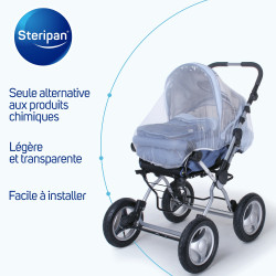 Moustiquaire 3-en-1 Steripan : lit, poussette, berceau, protection bébé.