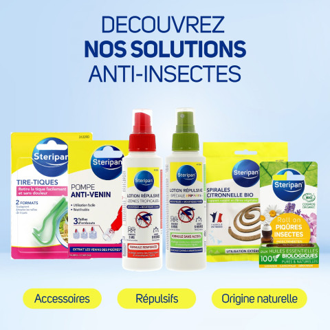 Steripan solutions anti-insectes : accessoires, après piqûre, naturel.