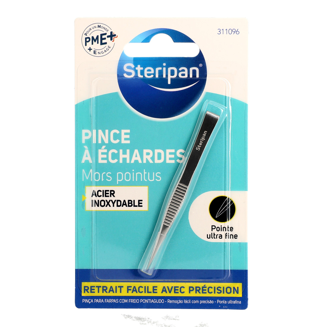 Pince à épiler Steripan spéciale échardes en acier inoxydable avec mors ultra-fins et pointus