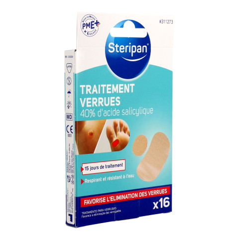 Traitement verrues Pansement Dermo-Actif Steripan côté gauche