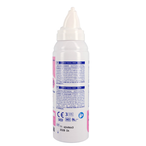Spray nasal pour bébé Steripan en bouteille dos gauche