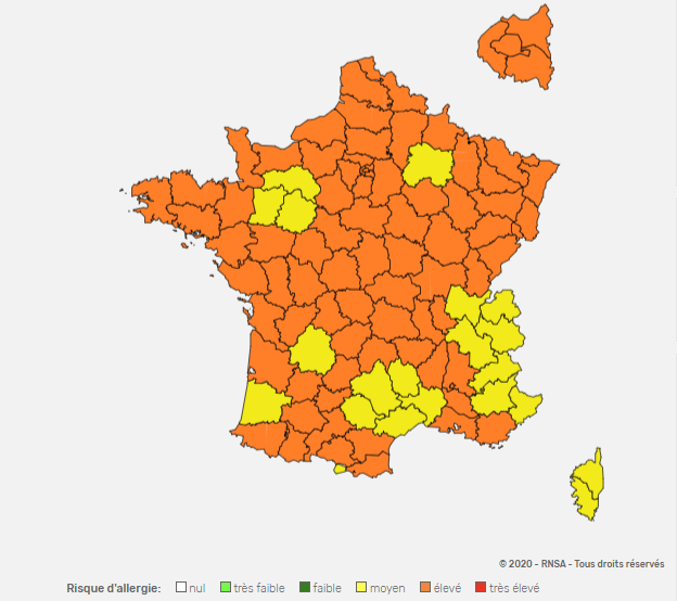 Carte des pollens